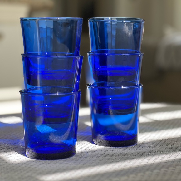 Libbey High Ball Whiskey Glass, Cobalt Blue, Set of 6 Cocktail Glasses - Picture 8 of 9